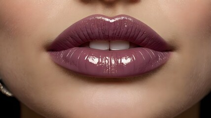 Obraz premium Bold Red Lipstick Application Close-up 