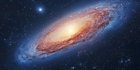 Fototapeta premium Andromeda galaxy in space --chaos 20 --ar 2:1 --style raw --v 6.1 Job ID: 8f90ff65-67e7-4d1e-8d83-7217a4f68b3d