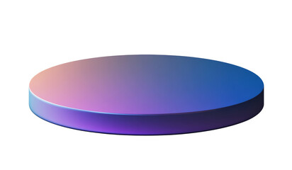 Blue, pink and purple glossy gradient product podium stage for product or cosmetics display, presentation and branding isolated on transparent background, png, cutout. 