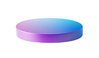 Blue, pink and purple glossy gradient product podium stage for product display, presentation and branding isolated on transparent background, png, cutout. 