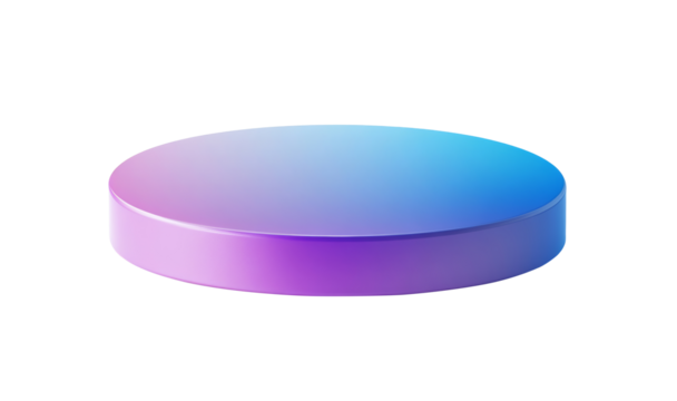 Blue, pink and purple glossy gradient product podium stage for product display, presentation and branding isolated on transparent background, png, cutout.  - Powered by Adobe