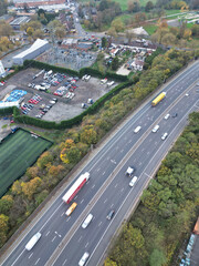 Obraz premium Aerial View of Birmingham Perry Barr Central City. Birmingham is a major city in England, West Midlands Region of United Kingdom. Drone's Camera Footage During Mostly Cloudy Day on November 4th, 2024