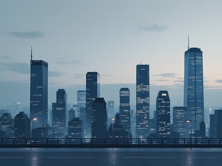 Obraz premium Modern City Night View - The Glittering Lights of the City