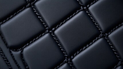 Naklejka premium Black Leather with Rope-like Stitching, Close-Up