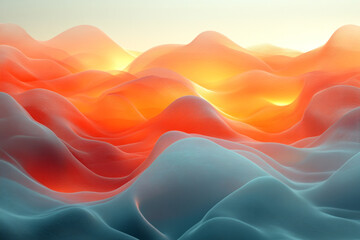 Obraz premium Abstract Orange and Teal Wavy Landscape