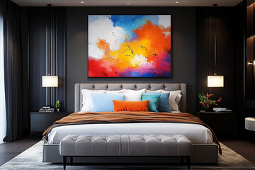 Modern Bedroom Interior Design Featuring Abstract Art