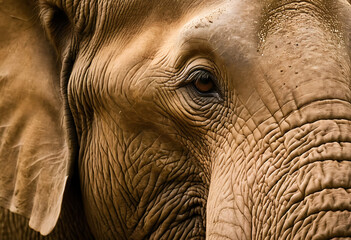 Close-up of an elephant's textured skin.