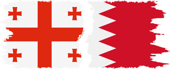Bahrain and Georgia grunge flags connection, vector