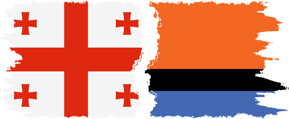 Chagos and Georgia grunge flags connection, vector