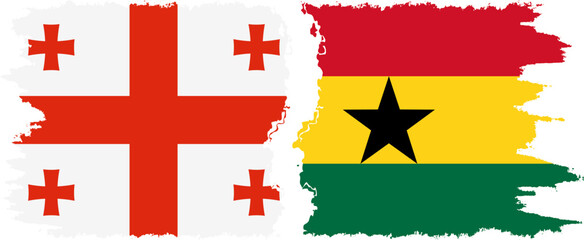 Ghana and Georgia grunge flags connection, vector
