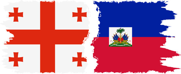 Haiti and Georgia grunge flags connection, vector