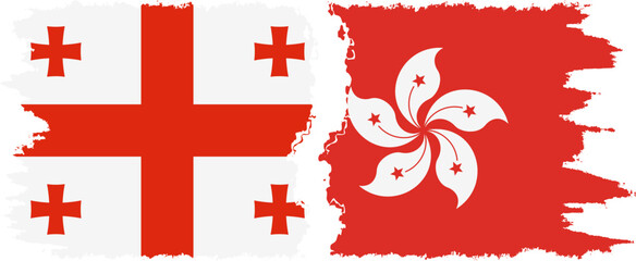Obraz premium Hong Kong and Georgia grunge flags connection, vector