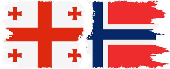 Norway and Georgia grunge flags connection, vector