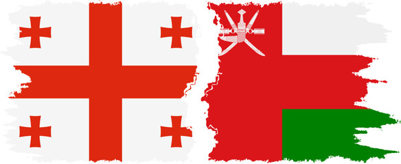 Oman and Georgia grunge flags connection, vector