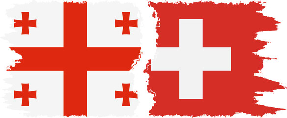 Switzerland and Georgia grunge flags connection, vector