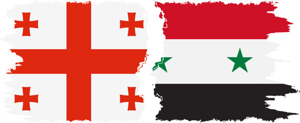 Syria and Georgia grunge flags connection, vector