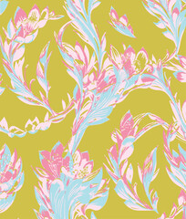 big flowers pattern,tropical floral, small flowers , flowers with leaves,upscale floral pattern.graphical textures floral,trendy colors pattern,flowers  background with leaves,vector illustration.