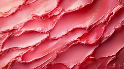 Fototapeta premium Close-up of pink lip balm with smooth, textured, and glossy surface