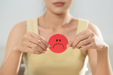 concept customer dissatisfaction experience Unhappy business customer with sad face, bad review,...