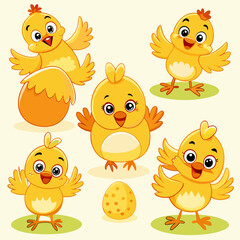 cartoon illustration cute chicks

