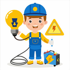 cartoon drawing electrician