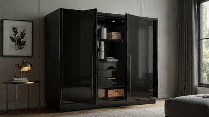 Modern Black High Gloss Cabinet