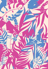 Abstract Big flowers pattern, upscale floral pattern. graphical textures floral, trendy colors pattern , flowers background with leaves. vector illustration.