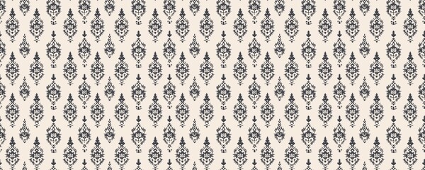seamless pattern of Elegant dark gray floral damask pattern beige background  sophisticated textile design 