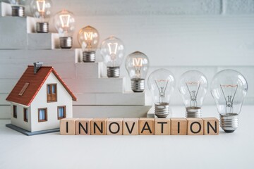 House model with light bulbs representing innovation.