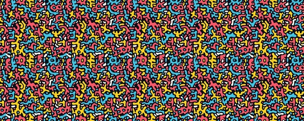 seamless pattern of Abstract vibrant pink yellow blue doodle pattern playful summer energy 