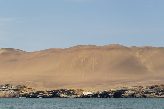 The Paracas Candelabra, also called the Candelabra of the Andes, or El Candelabro (the Trident) in the Pisco Bay in Peru.