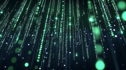 Fototapeta premium A Futuristic Digital Landscape with Flowing Green Data Streams