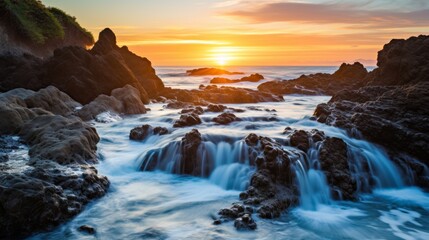 Fototapeta premium Capturing natural landscapes with long exposure for ethereal water and sky effects