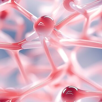 Abstract 3d shapes illustrating molecules vital for skin health with smooth color gradients