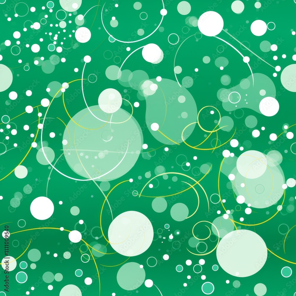Poster exploring light green abstract shapes textured molecular patterns and overlaps for visual impact