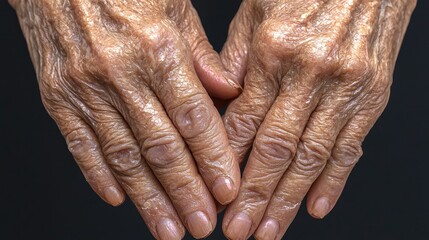 Fototapeta premium Close-Up of Aging Hands Displaying Fine Lines and Texture on Skin, Emphasizing the Beauty of Experience and the Passage of Time in Human Life