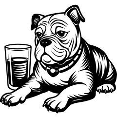 dog with a glass of beer