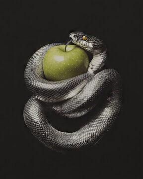 snake  with apple