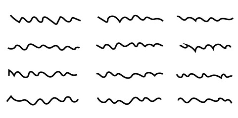 Abstract black wave background. waves line set. waves collection vector. Black wave line and wavy zigzag seamless pattern lines isolated on white background. Vector illustration with editable stroke.