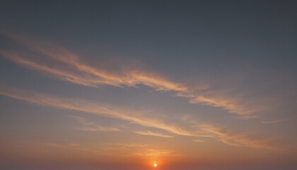 Fototapeta premium Sunrise sky with a cirrus clouds. Golden sunrise