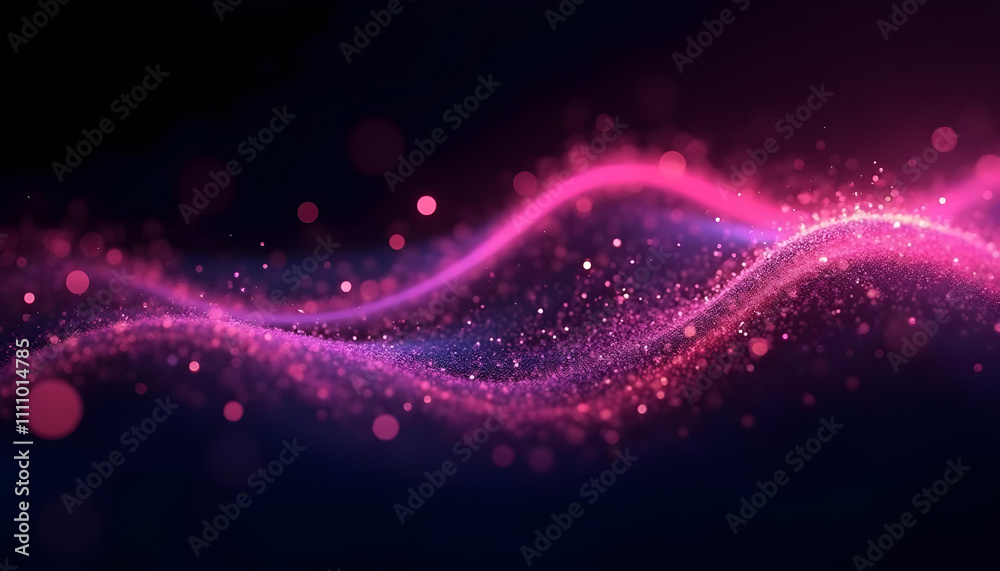 Wall mural abstract stream array colorful glitter sparkle pink and purple lines with particles on black backgro