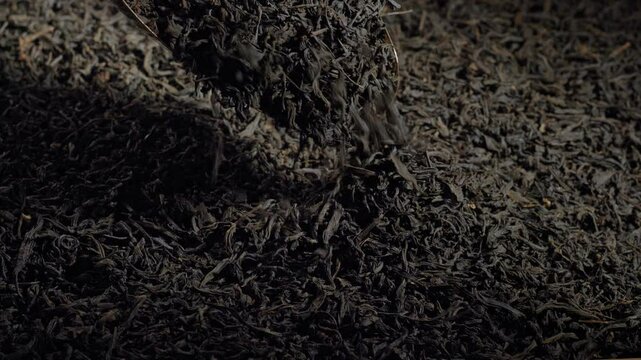 Pour dried tea leaves. Black tea. 
