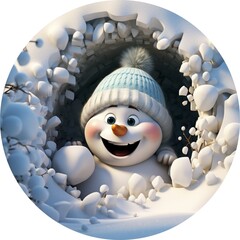 ready illustration for ornament snowman in hat and scarf