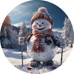 ready illustration for ornament snowman in hat and scarf
