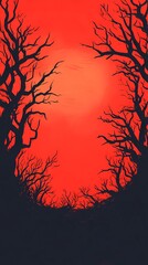 Celestial forest scene blending pyrography patterns and modern digital techniques for a serene and magical landscape.