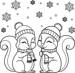 squirrel silhouette line art illustration clean white background