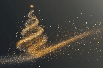 an abstract Christmas tree made up of many sparkling particles.