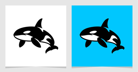 Orca Whale Flat Illustration Symbol Logo Icon Vector Illustration