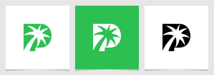 Green Palm Modern Symbol Logo Vector Illustration