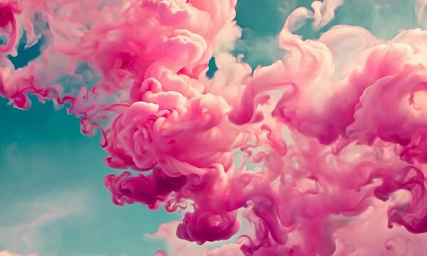 Vapor swirls in vibrant pinks and blues mingle against a serene sky, creating an ethereal scene of beauty and whimsy that captivates the imagination.